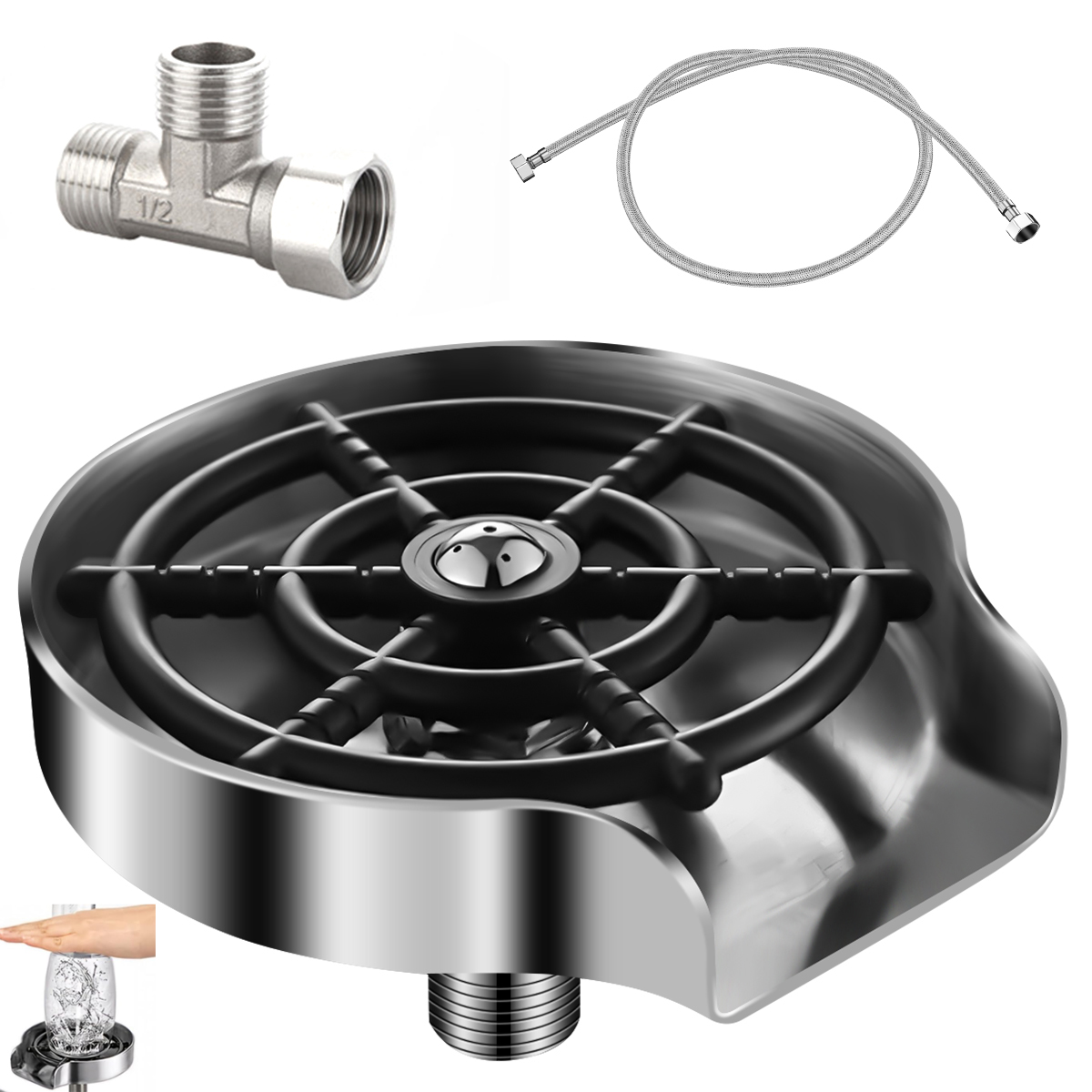 Glass Rinser For Kitchen Sink Metal - Automatic Faucet Glass Rinser Kitchen Sinks