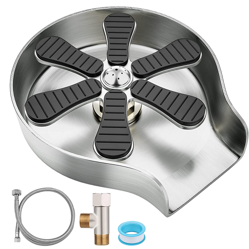 Glass Rinser For Kitchen Sink Metal - Automatic Stainless Steel Pressure Spray Washer