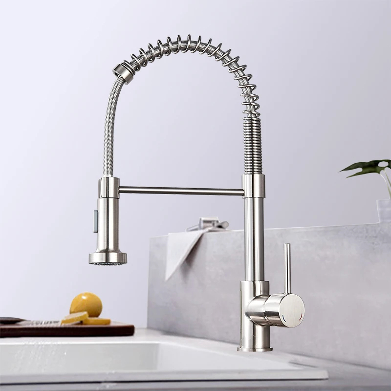 Pull Down Spray Kitchen Faucet Brushed Nickel - Brushed Nickel Spring Pull Down Kitchen