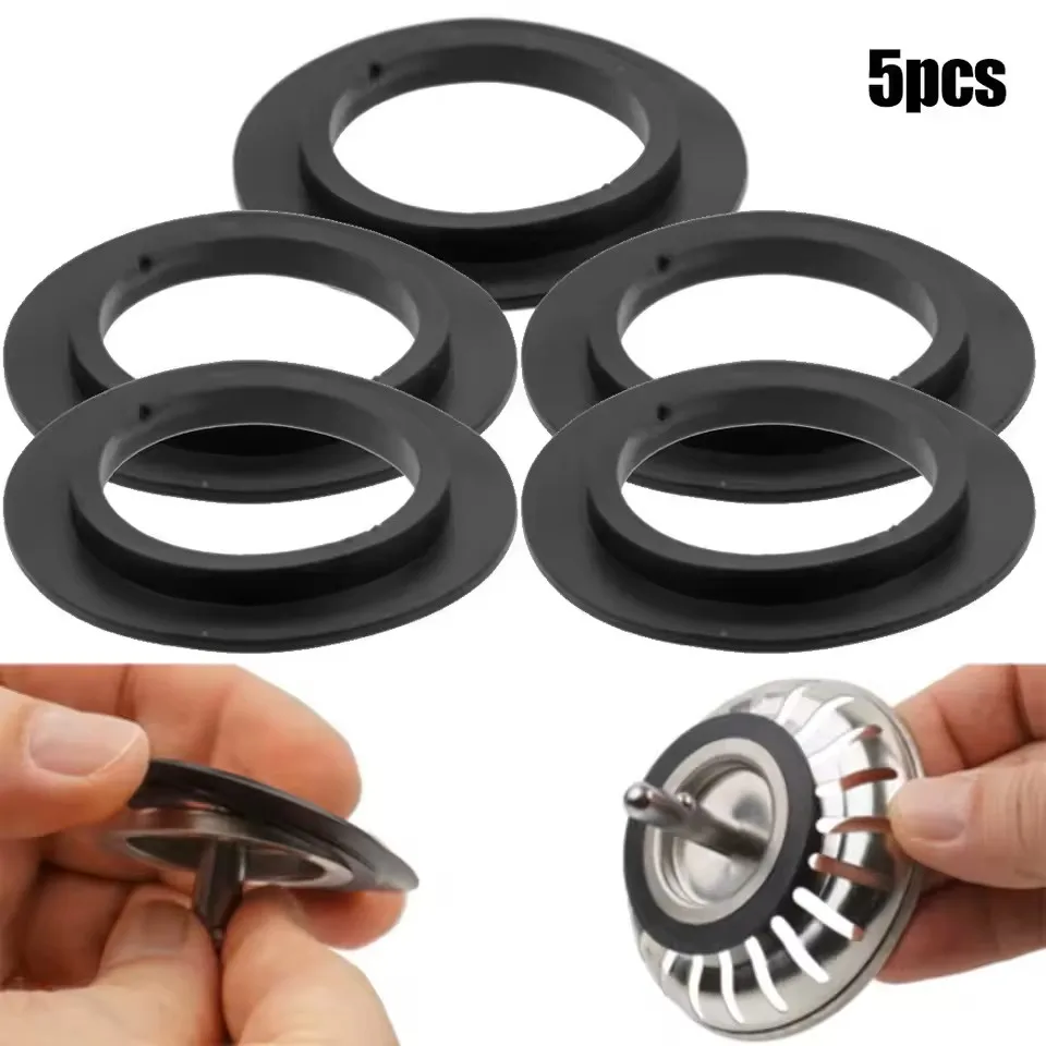 Kitchen Sink Drain Strainer Basket - 5pcs Rubber Seal Washer Gasket For