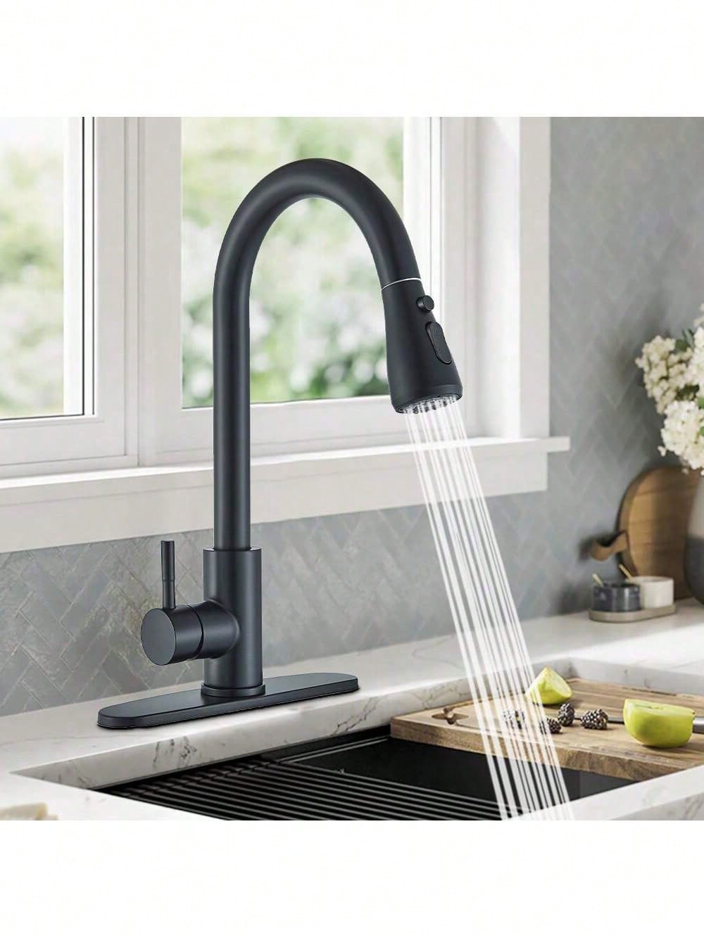 Pull Down Spray Kitchen Faucet Brushed Nickel - Kitchen Faucet With Pull-Down Spray Single