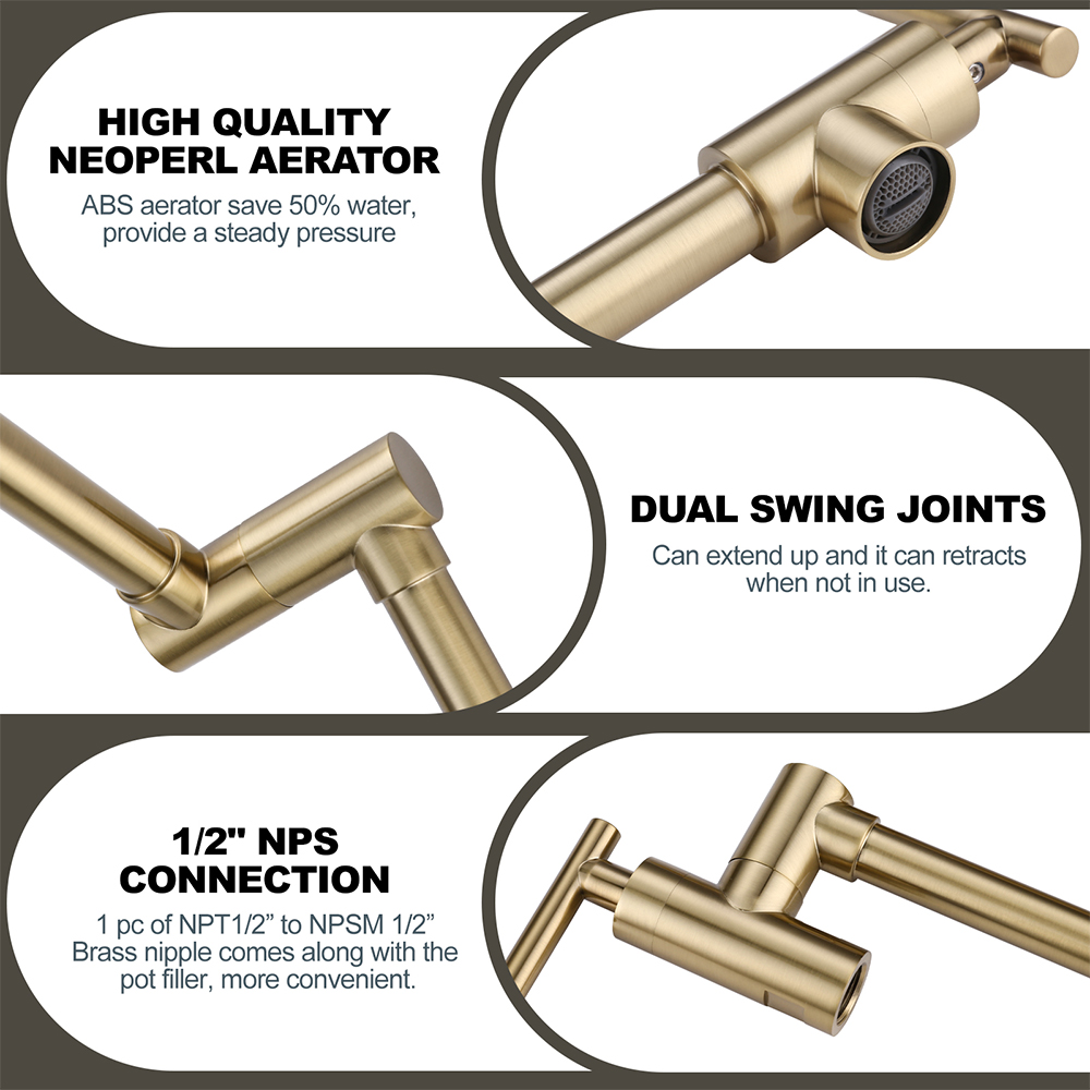 Pot Filler Faucet Gold Wall Mo - Pot Filler Faucet Wall Mount Folding review and price