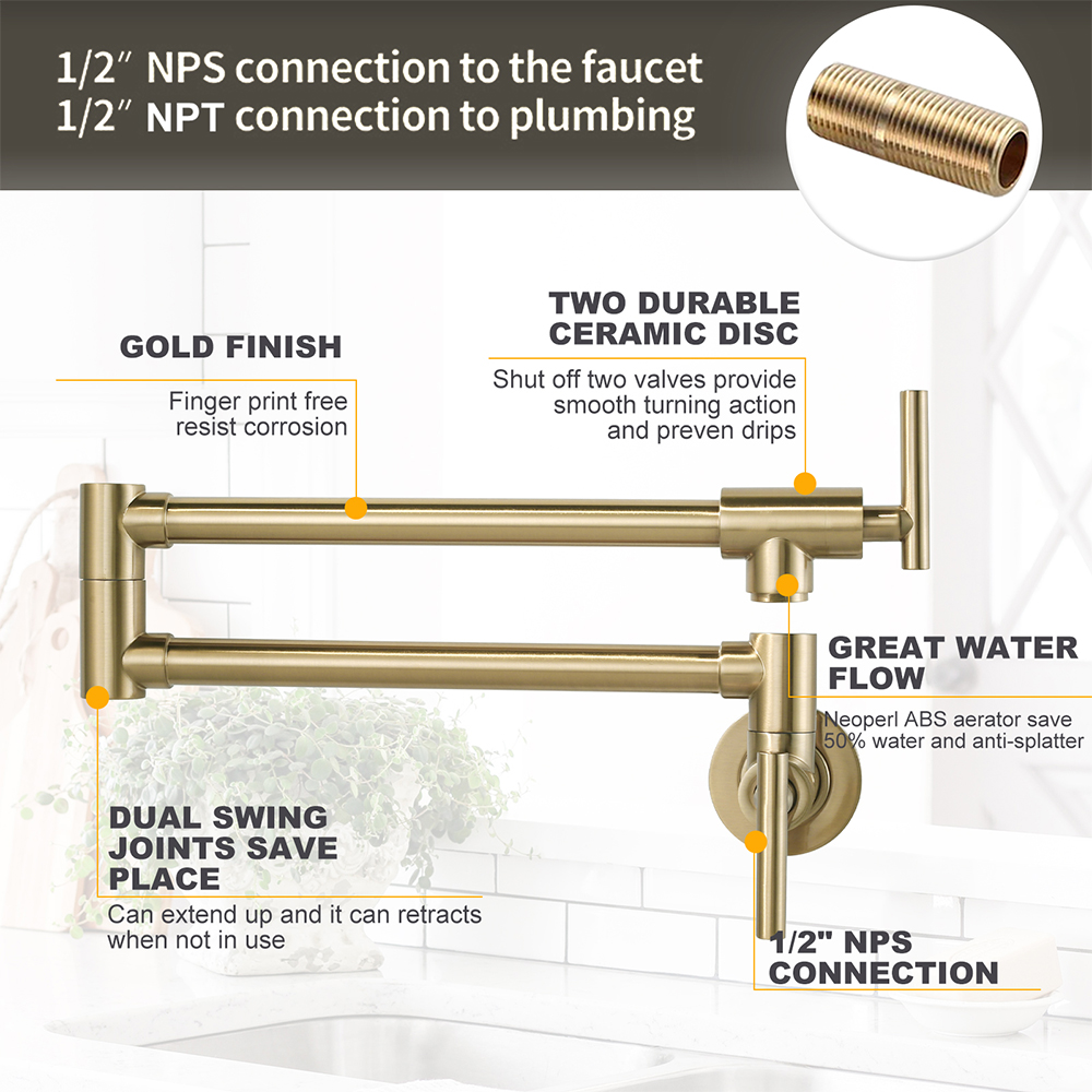 Pot Filler Faucet Gold Wall Mo - Pot Filler Faucet Wall Mount Folding review and price
