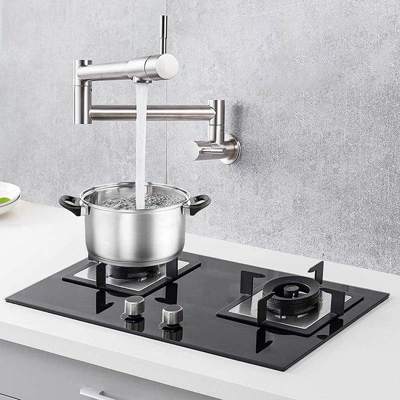 Brush Gold Pot Filler Tap Kitc - Pot Filler Faucet Wall Mount Folding review and price