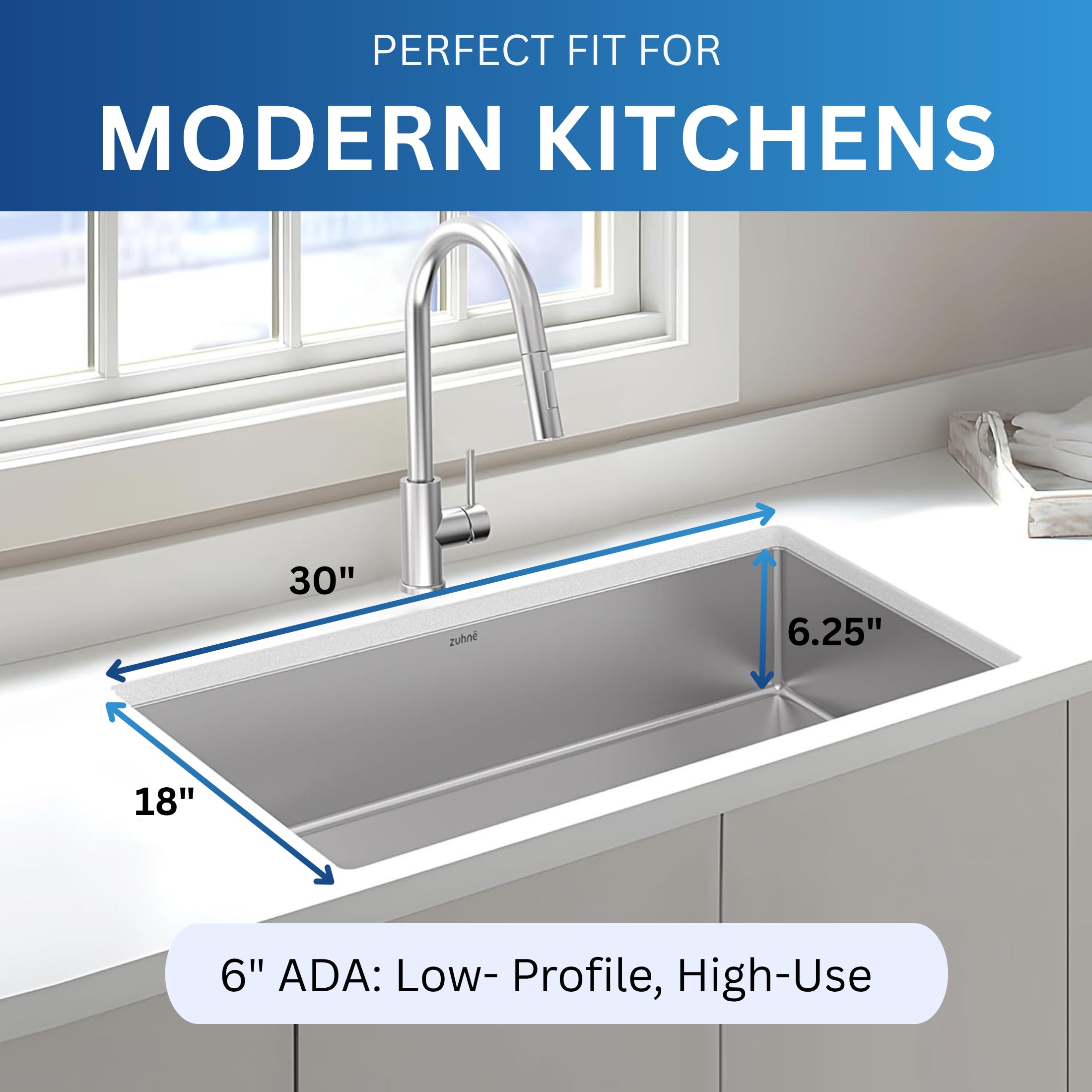 Zuhnë Modena V2 30 ADA Undermo - Stainless Steel Undermount Kitchen Sink 30 review and price