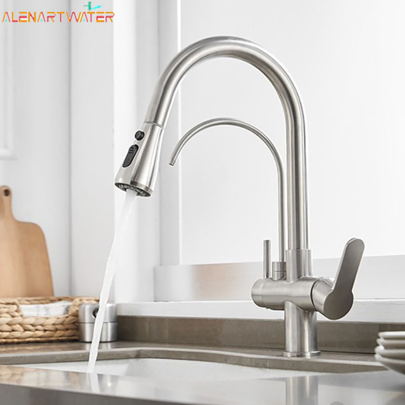 Brushed Nickel Filtered Crane  - Pull Down Spray Kitchen Faucet Brushed Nickel review and price