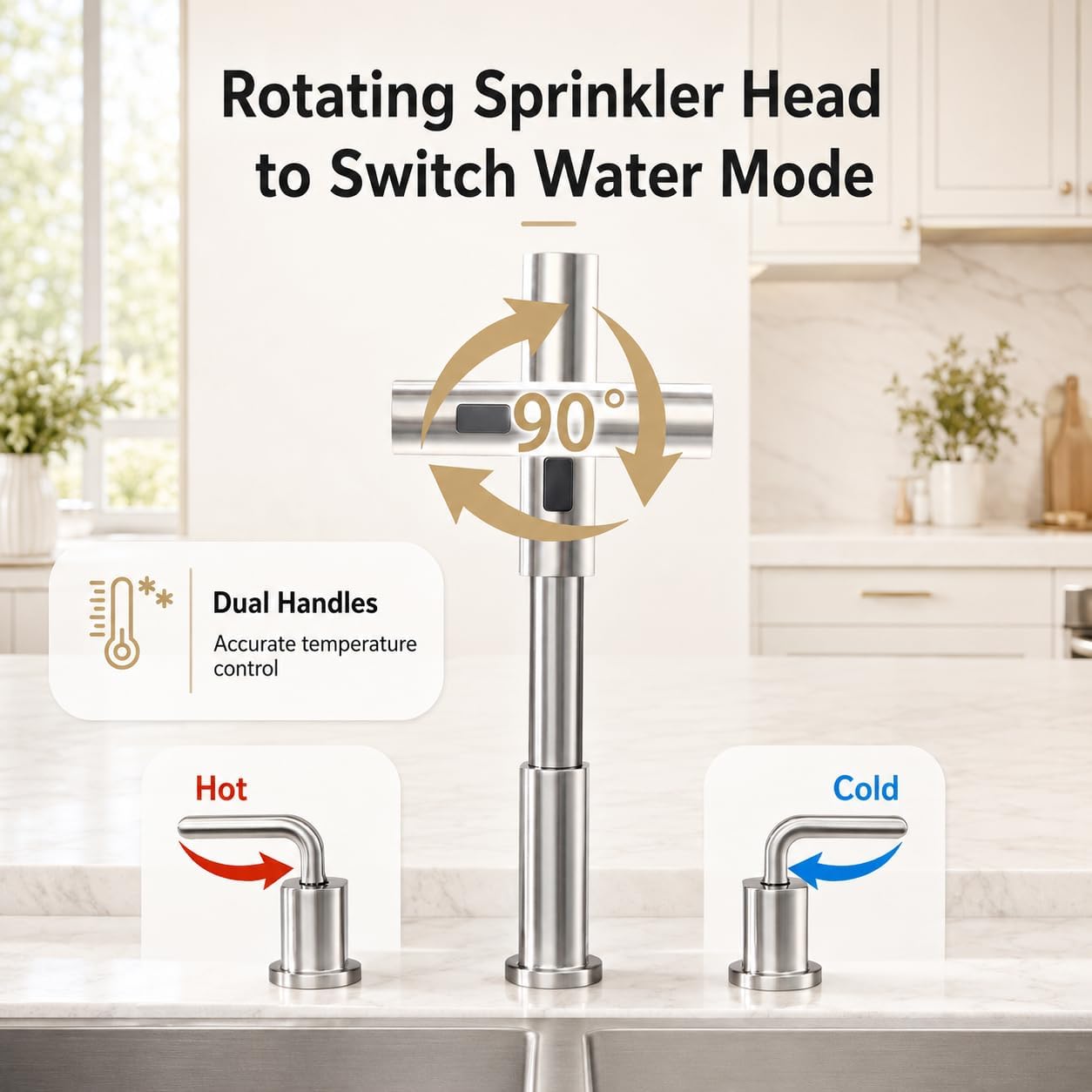 3-Hole Kitchen Sink Faucet wit - Pull Down Spray Kitchen Faucet Brushed Nickel review and price