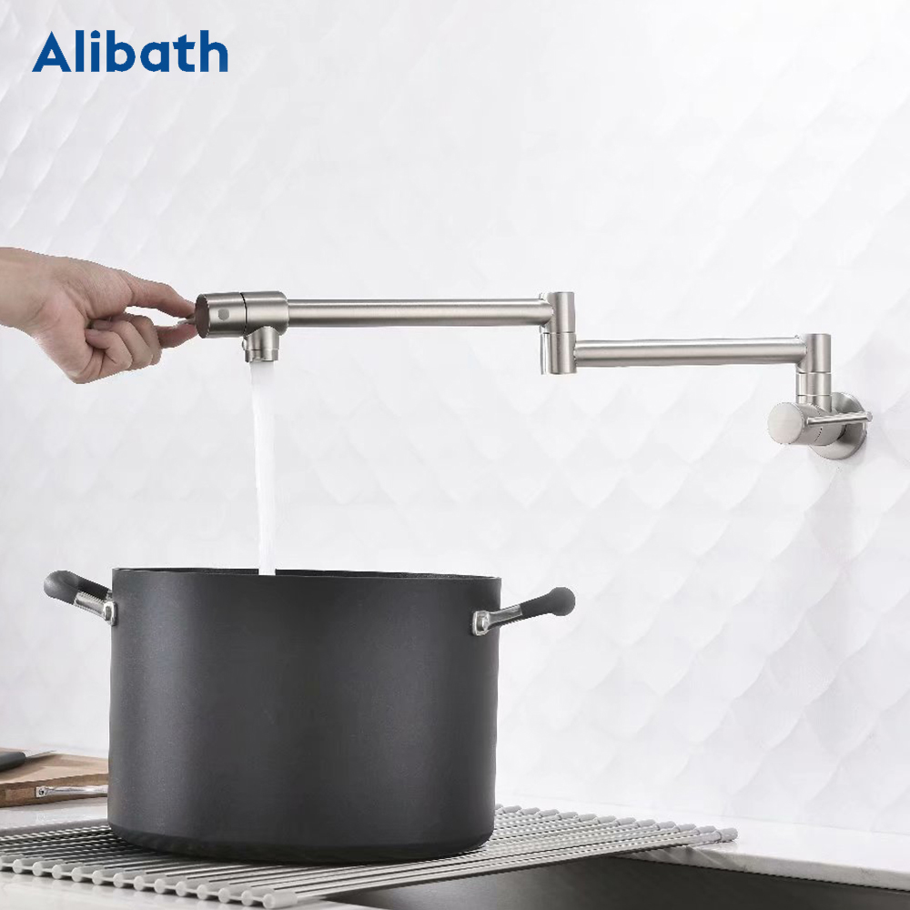 Brass Wall Mounted Kitchen Fau - Pot Filler Faucet Wall Mount Folding review and price