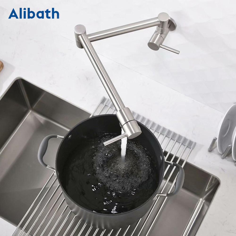 Brass Wall Mounted Kitchen Fau - Pot Filler Faucet Wall Mount Folding review and price