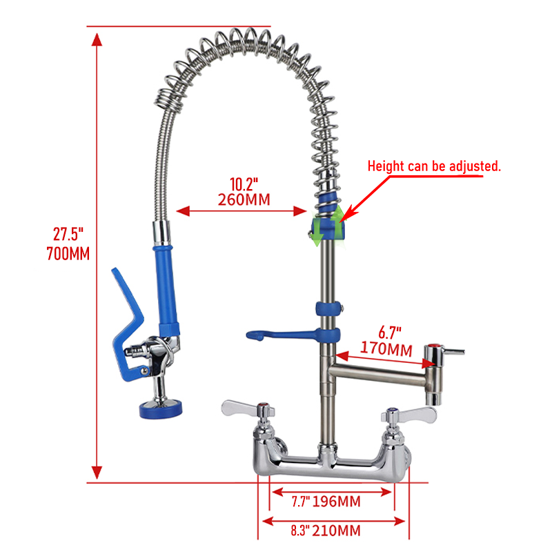304SS Integrated Pipe + Brass  - Commercial Pre Rinse Kitchen Faucet Wall review and price