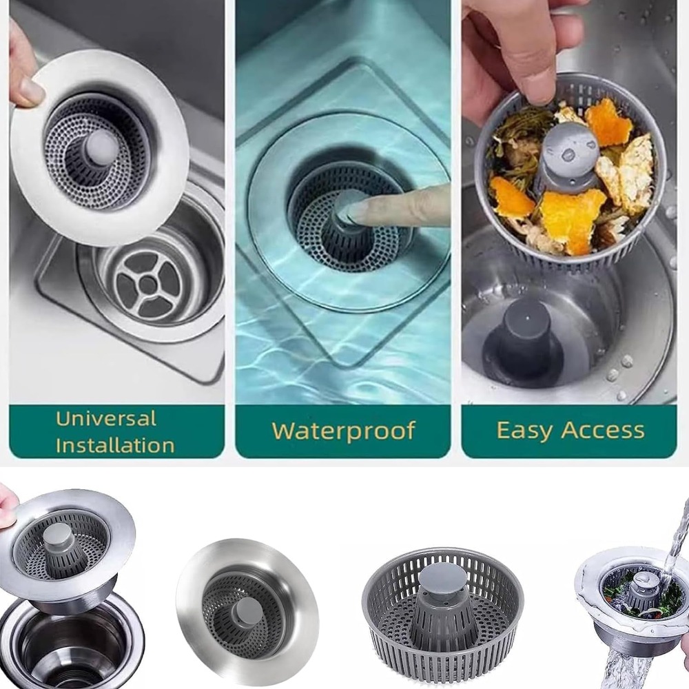 Easy To Clean 3 in 1 Filter Si - Kitchen Sink Drain Strainer Basket review and price