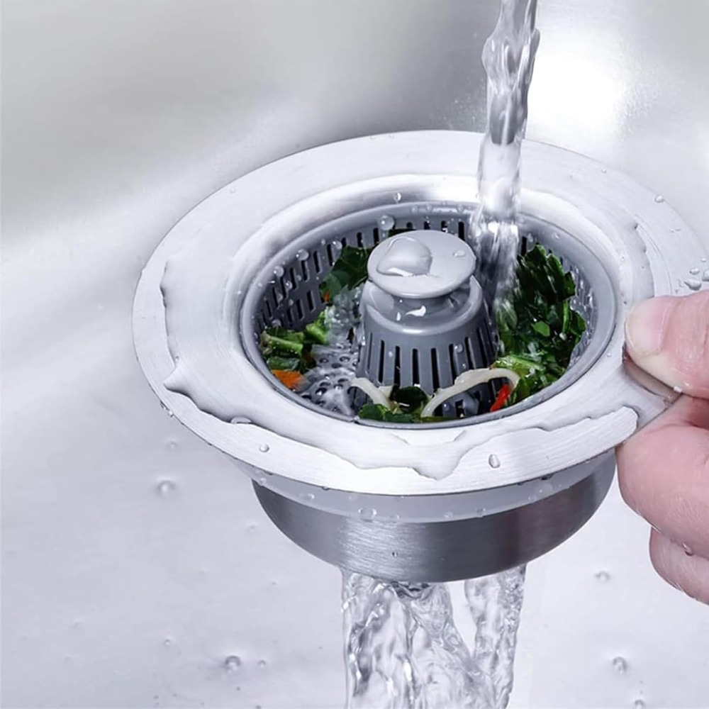 Easy To Clean 3 in 1 Filter Si - Kitchen Sink Drain Strainer Basket review and price
