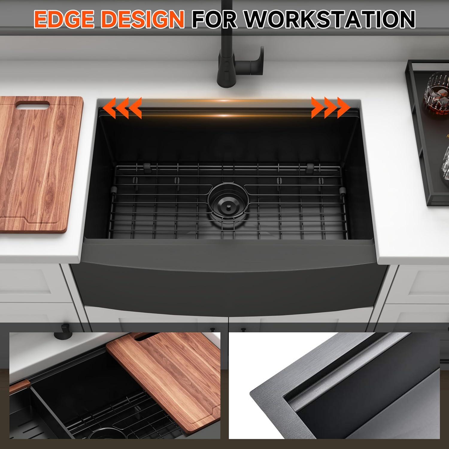 30 Inch Black Farmhouse Kitche - Stainless Steel Undermount Kitchen Sink 30 review and price
