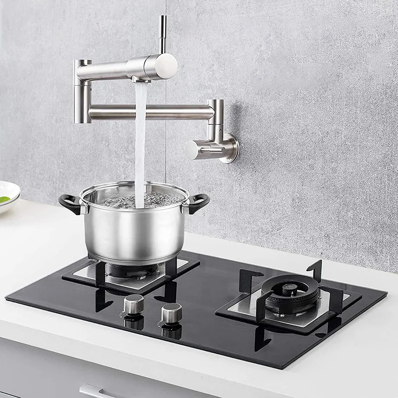 Brush Gold Pot Filler Tap Kitc - Pot Filler Faucet Wall Mount Folding review and price