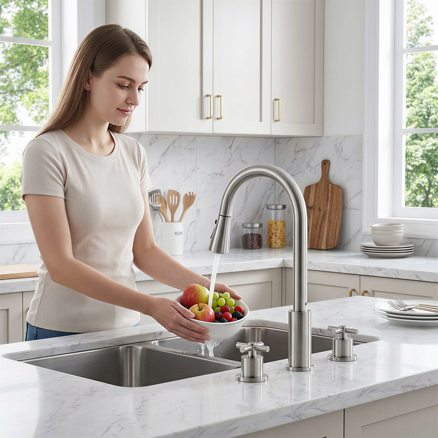 APPASO Brushed Nickel Kitchen  - Pull Down Spray Kitchen Faucet Brushed Nickel review and price