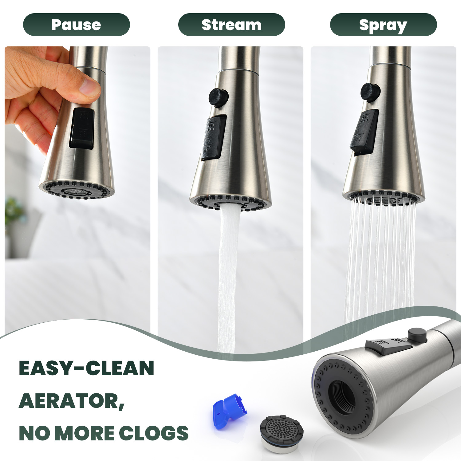APPASO Brushed Nickel Kitchen  - Pull Down Spray Kitchen Faucet Brushed Nickel review and price