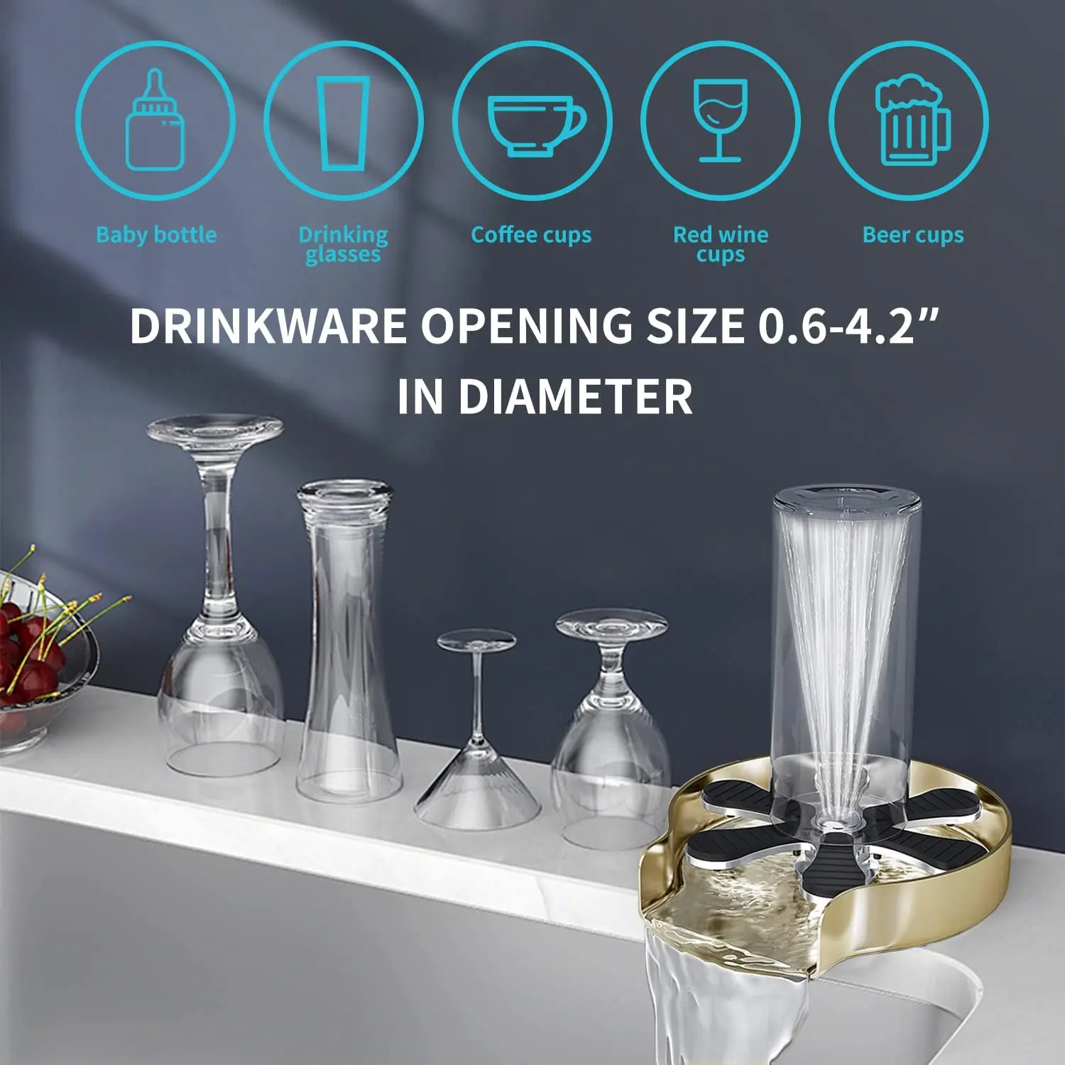 Automatic Glass Cup Washer Hig - Glass Rinser For Kitchen Sink Metal review and price